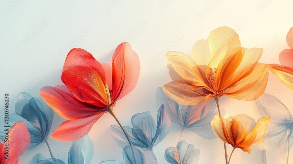 Beautiful abstract flowers bloom in a gradient of lovely colors Beautiful abstract flowers bloom in a gradient of lovely colors