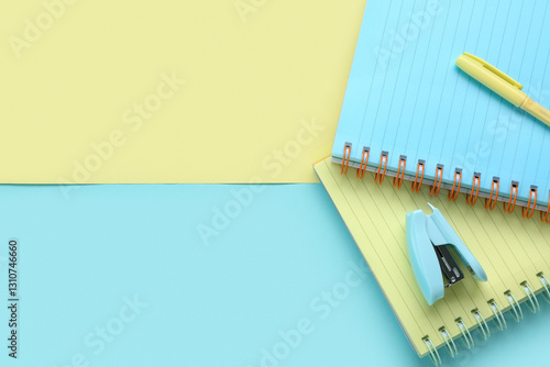 Pastel blue and yellow note...