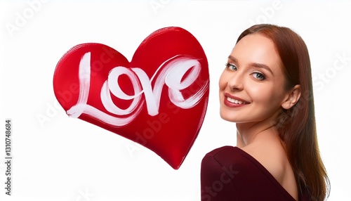 Obraz na płótnie 손글씨로 쓰여진 'LOVE'라는 글자가 하트와 어우러져 있다 w salonie
