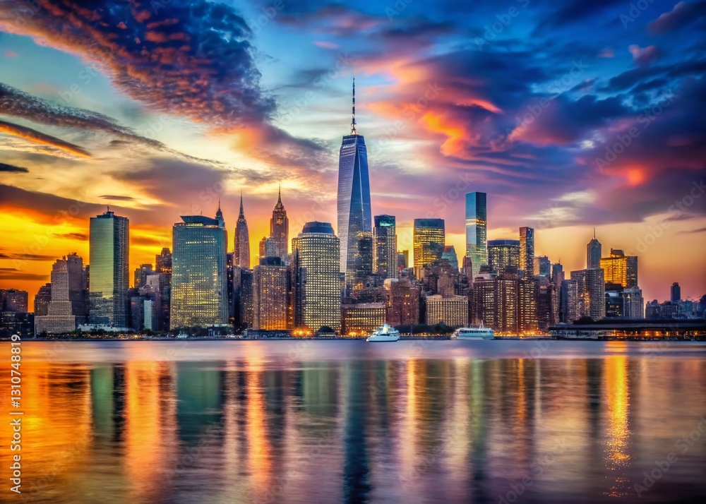 Obraz premium NYC Skyline, Hudson River Panorama: High-Resolution Stock Photo