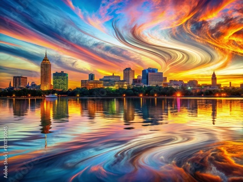 Onondaga Lake Double Exposure: Cityscape and Nature's Embrace