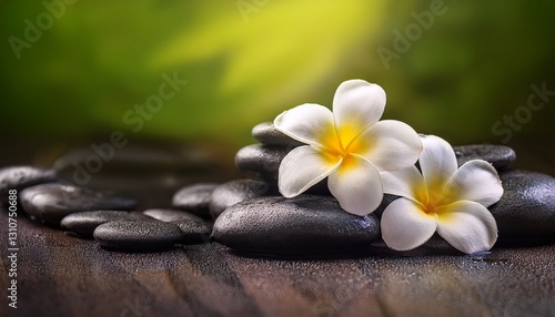plumeria flower and stones for spa background