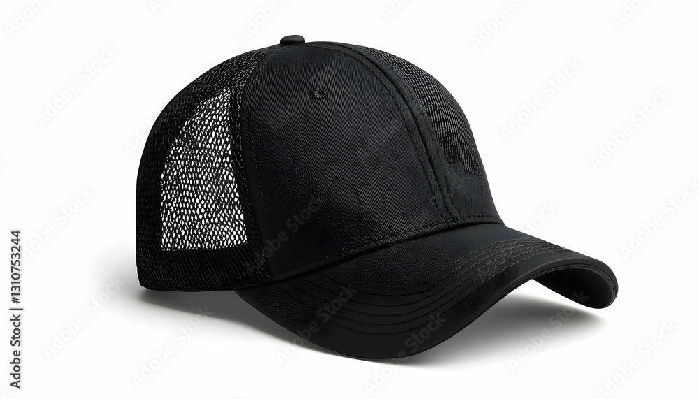 Black baseball cap with mesh back Black baseball cap with mesh back
