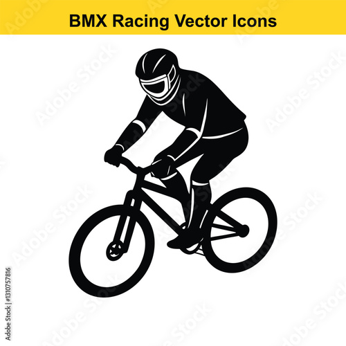 BMX Rider Silhouette Vector High-Flying Cycling Maneuvers.
