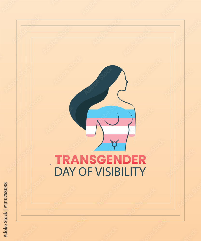 Transgender Day of Visibility Minimalist Vector Illustration with Trans Flag Colors and Feminine Figure for Awareness and LGBTQ+ Support. Transgender Day of Visibility Minimalist Vector Illustration with Trans Flag Colors and Feminine Figure for Awareness and LGBTQ+ Support.