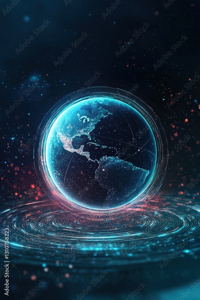 Obraz premium Holographic globe spinning with futuristic elements
