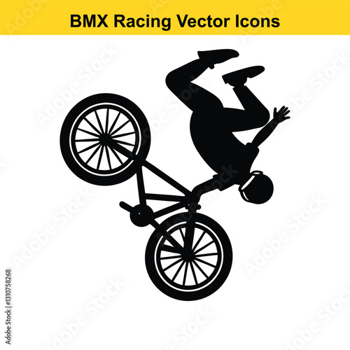BMX Rider Silhouette Vector High-Flying Cycling Maneuvers.
