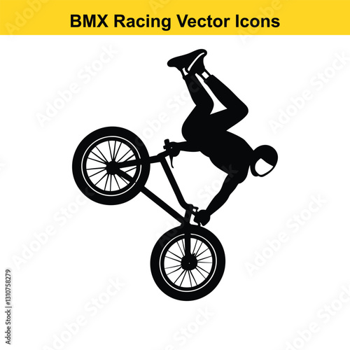 BMX Rider Silhouette Vector High-Flying Cycling Maneuvers.
