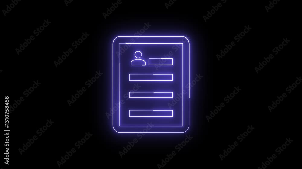 Resume icon in neon light Resume icon in neon light