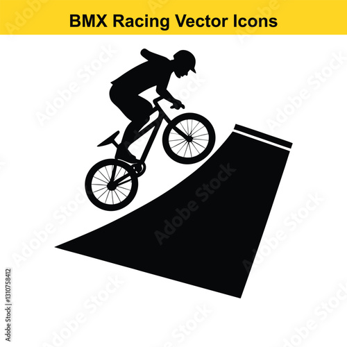 BMX Rider Silhouette Vector High-Flying Cycling Maneuvers.
