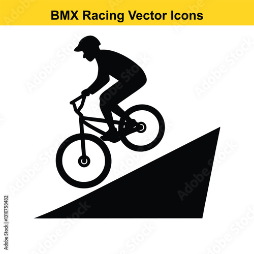 BMX Rider Silhouette Vector High-Flying Cycling Maneuvers.
