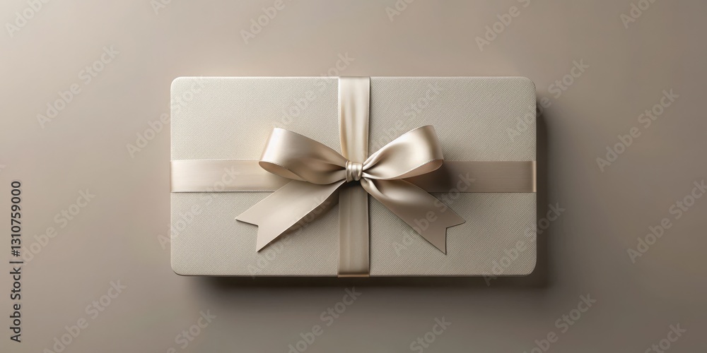 Elegant beige gift box with a satin ribbon bow, ideal for special occasions and celebrations Elegant beige gift box with a satin ribbon bow, ideal for special occasions and celebrations