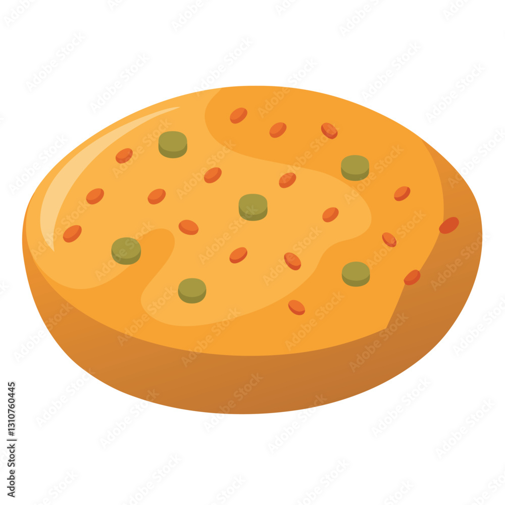 Illustration of focaccia isolated on white background. Illustration of focaccia isolated on white background.