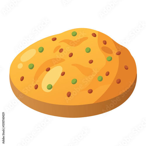 Illustration of focaccia isolated on white background. 