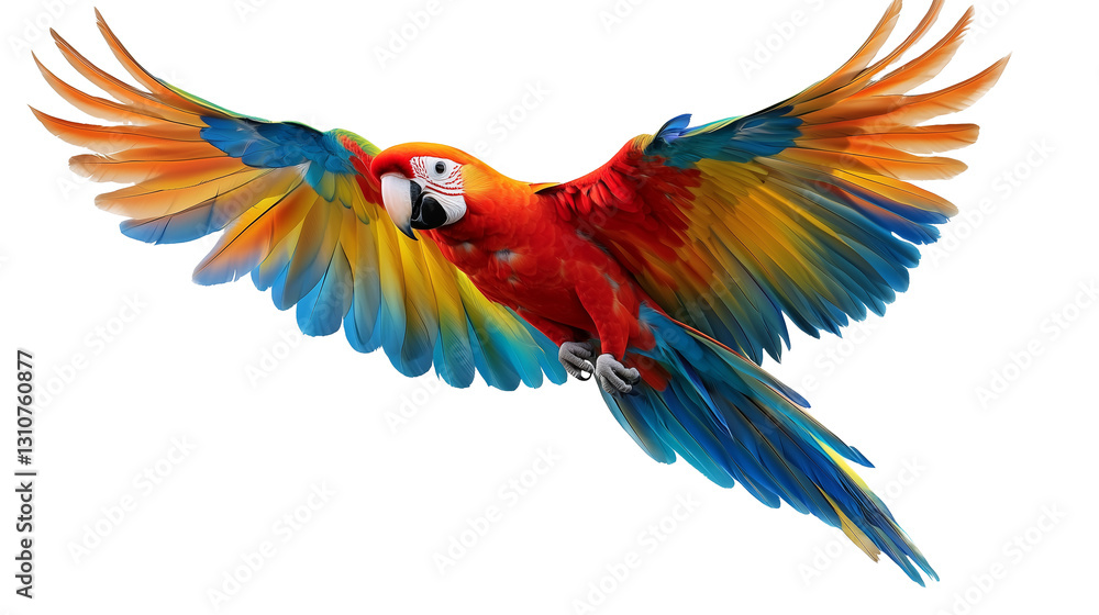 Obraz premium Colorful flying macaws parrot in action flying motion Flying PNG, Vector, PSD, and Clipart With Transparent Background