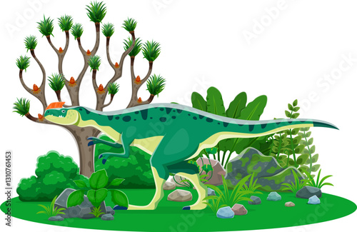Dinosaur, cartoon prehistoric lizard of Kileskus species, vector dino animal. Kileskus dinosaur or reptile lizard of Jurassic era in jungle forest park for kids paleontology book or atlas and museum