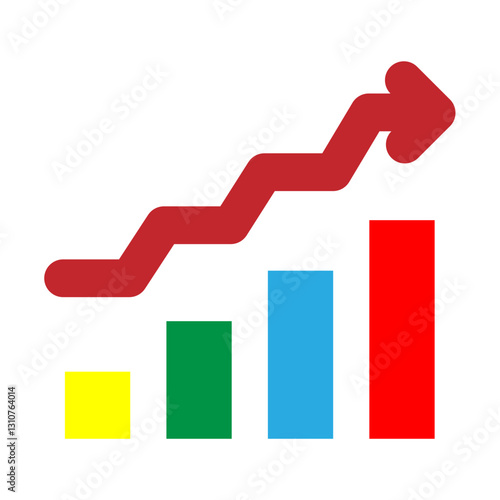 Climbing Graph Vector Flat Icon Design