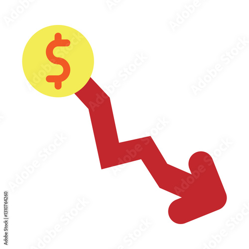 Value Decrease Vector Flat Icon Design