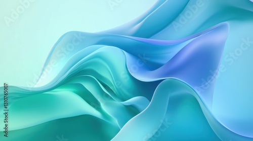 Wallpaper Mural Smooth fluid waves in vibrant blue and green tones, elegant abstract technology background with a modern and minimalist aesthetic Torontodigital.ca