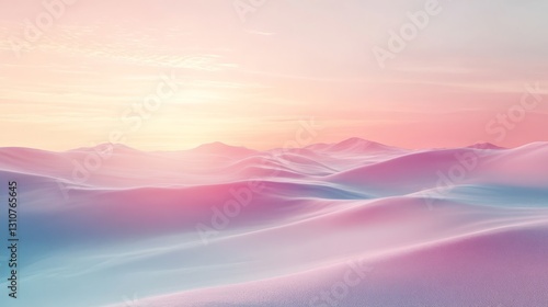 Beautiful landscape scene depicting rolling hills under colorful soft skies