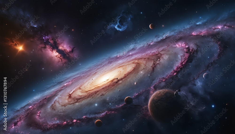 Obraz premium Cosmic Galaxy with Planets