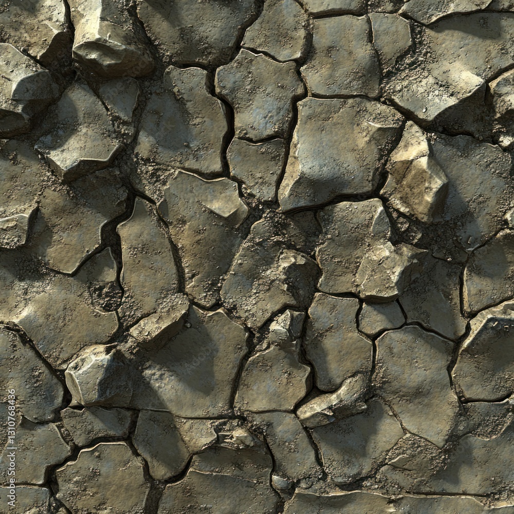 Fototapeta premium Cracked, dry earth texture with stones.