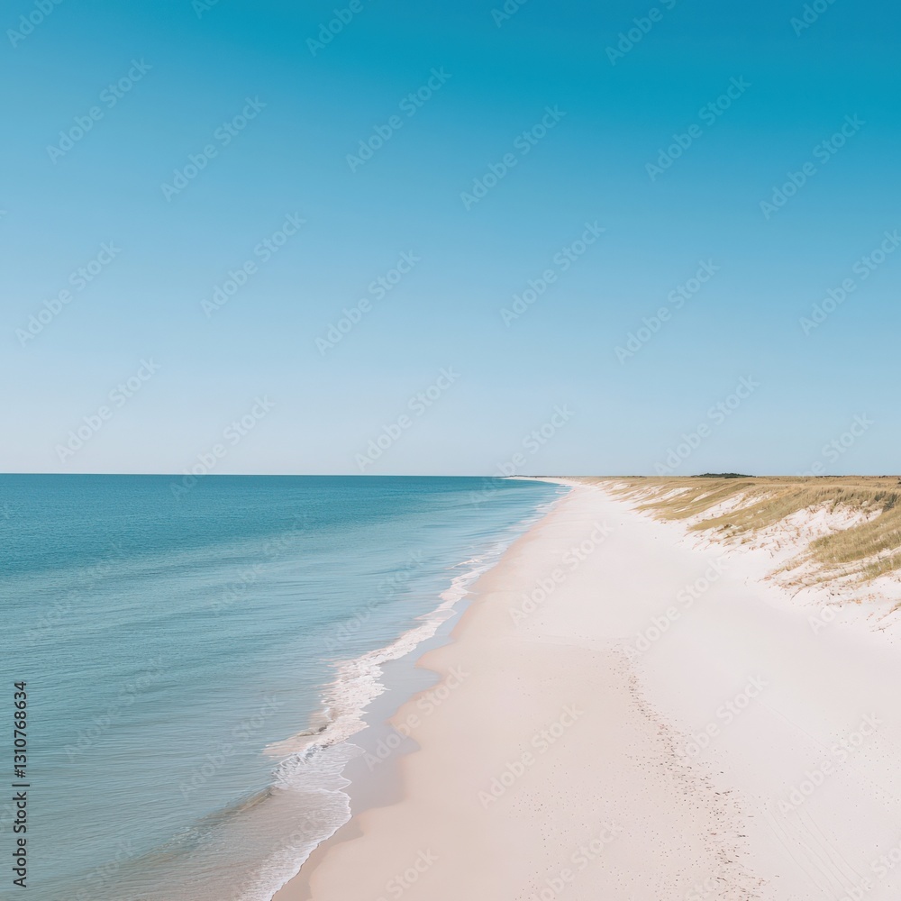 Serene coastline with untouched sand and bright skies Serene coastline with untouched sand and bright skies