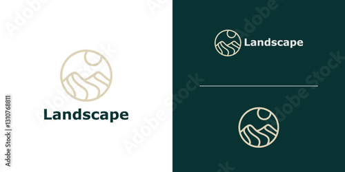 mountain and circle logo design, logo for landscape, nature, adventure, travel, symbol, icon, idea, creative.
