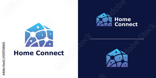 logo design house and connection,,logo for house technology,modern,icon,idea,creative.