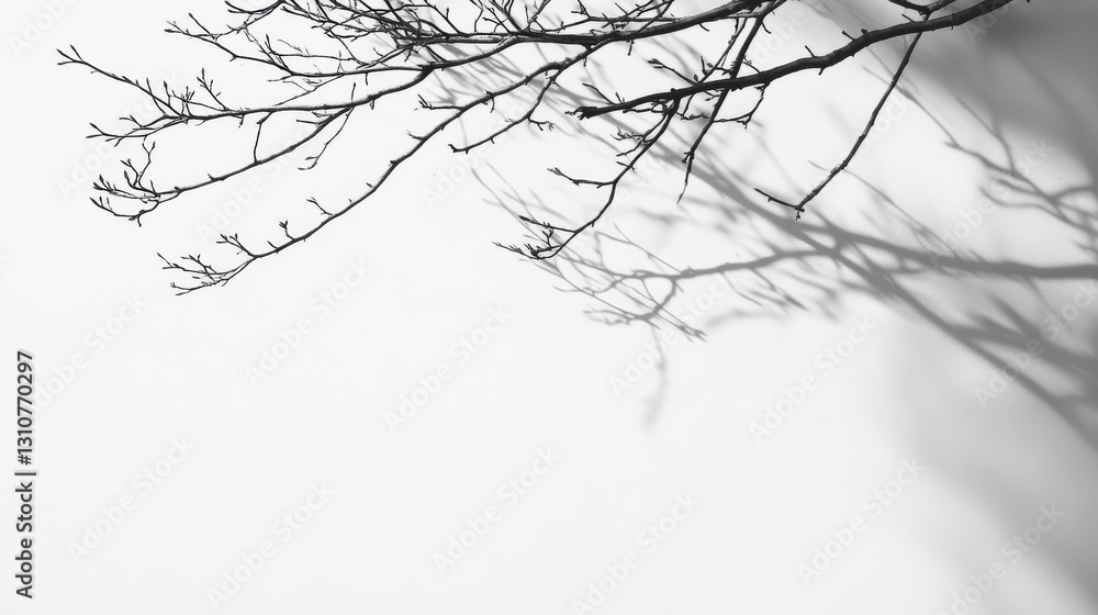 Fototapeta premium A stark black and white image showing branches and shadows