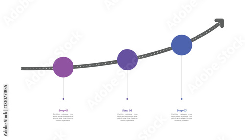 Road Arrow Infographic Template Design with 3 Steps