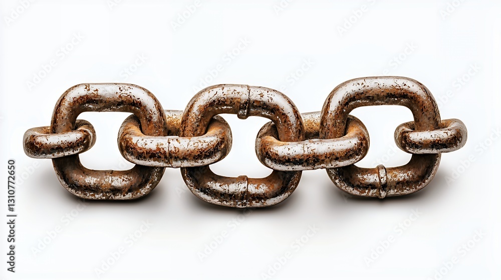 Rusty Metal Chain Links on White Background Rusty Metal Chain Links on White Background