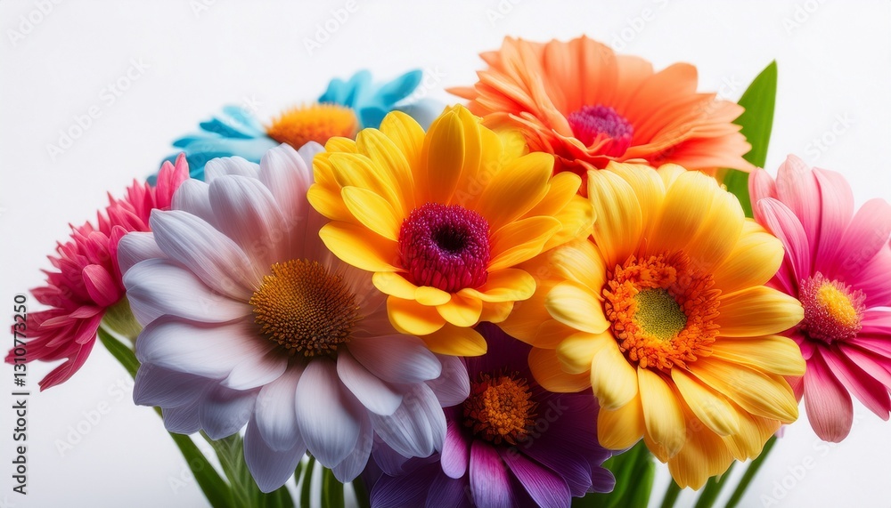 close up of colorful flowers on white background close up of colorful flowers on white background