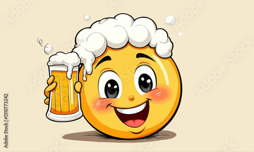 Beer Emoji with Frothy Head and Full Mug