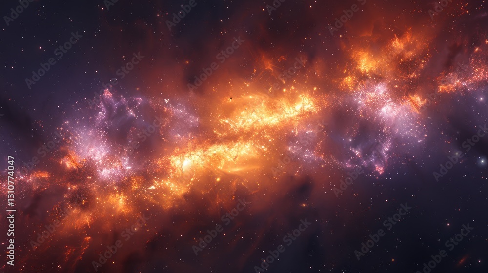 Fiery nebula swirls in cosmic expanse Fiery nebula swirls in cosmic expanse