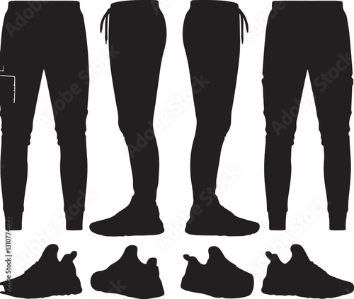 Create a pant style vector art silhouette with background.