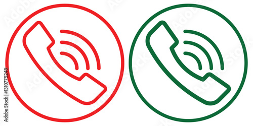 Call icon and phone icon. Answer decline phone call symbol. Communication Icon. Vector illustrator. 