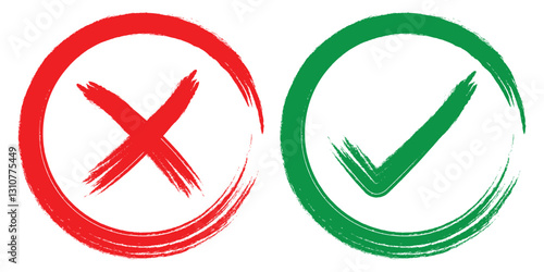 Green check mark and red cross icon set. Circle and square. Tick symbol in green color, vector. Yes or no symbol, approved or rejected. tick mark icon button set. vector illustration. 