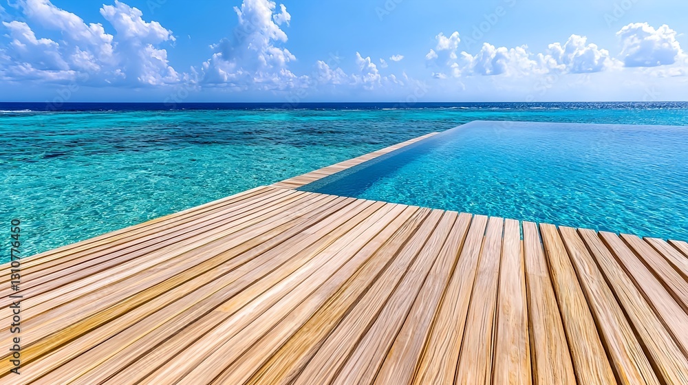 Fototapeta premium Tropical Ocean Pool Deck Luxury Resort - Luxury travel