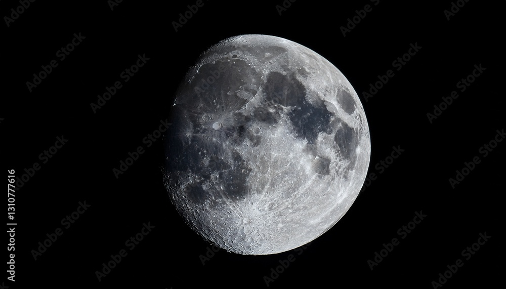 Fototapeta premium moon on black background waning moon in sky close up earth satellite