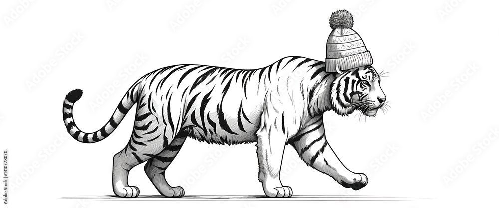 Stylish Tiger in Winter Beanie Stylish Tiger in Winter Beanie
