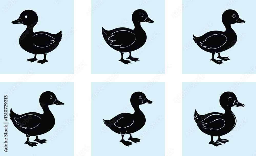 Fototapeta premium Duckling Silhouette vector