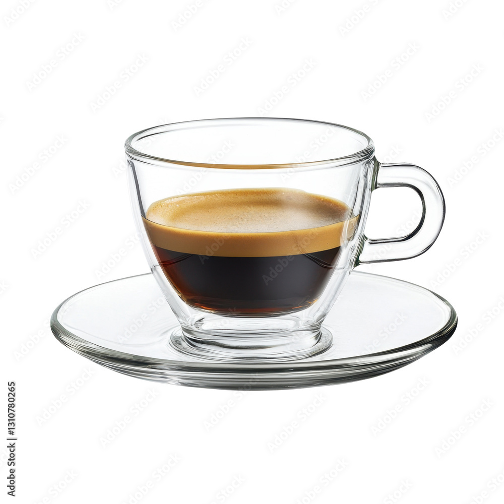 Exquisite Glass Cup with Freshly Brewed Dark Espresso Coffee Exquisite Glass Cup with Freshly Brewed Dark Espresso Coffee