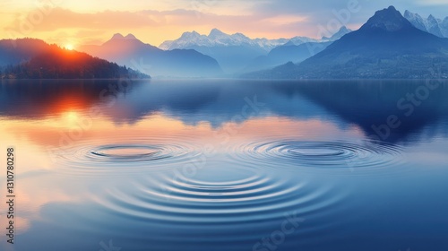 Wallpaper Mural Serene Dawn Over Mountain Lake with Ripples and Reflections Torontodigital.ca