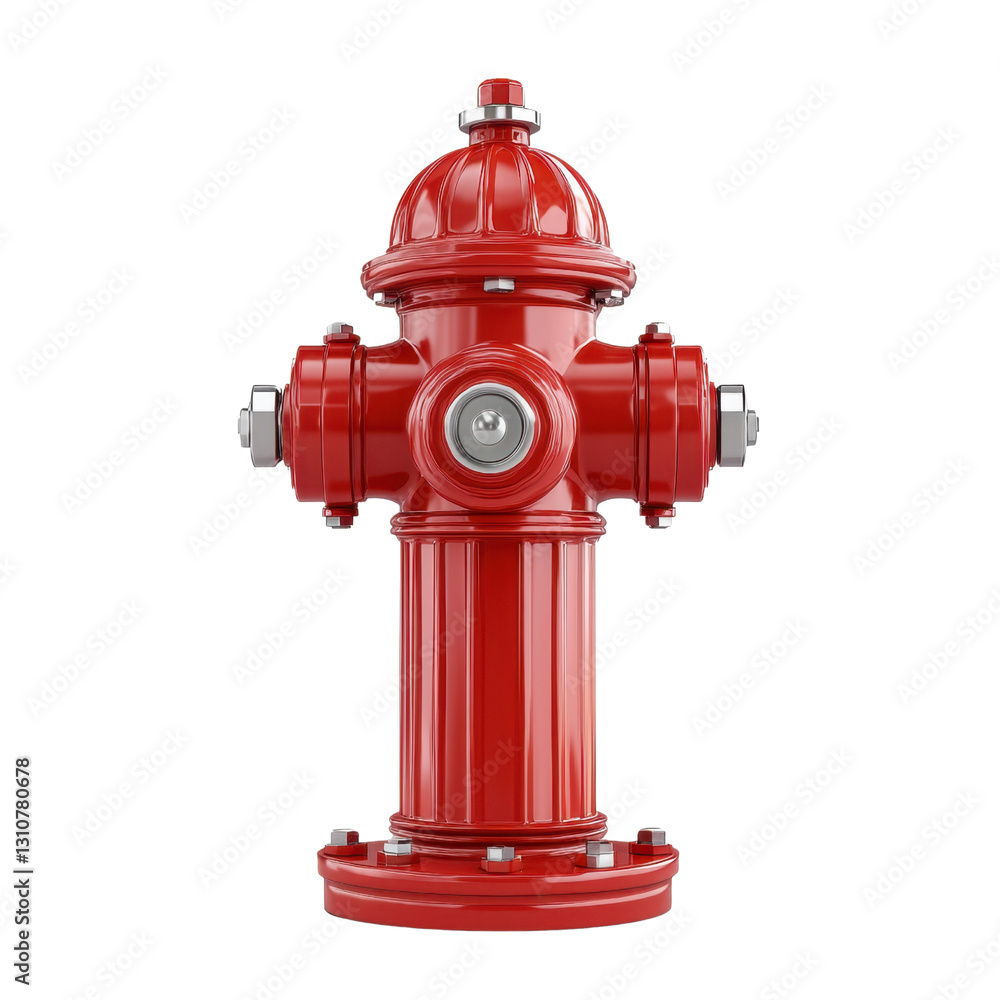 Bright Red Fire Hydrant Isolated on White Background for City Safety Bright Red Fire Hydrant Isolated on White Background for City Safety