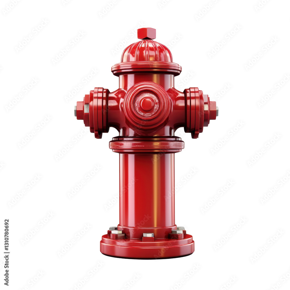 Bright Red Fire Hydrant on White Background with Detailed Design Bright Red Fire Hydrant on White Background with Detailed Design