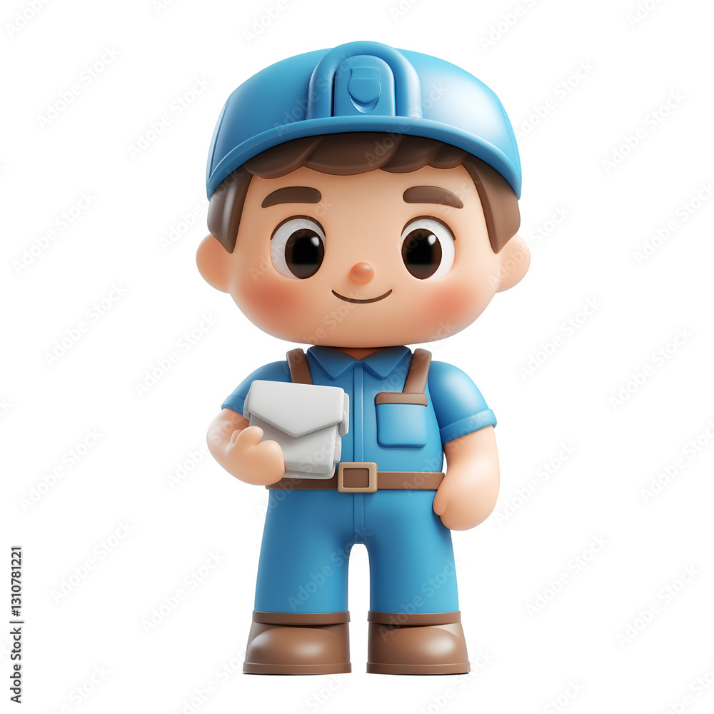 Cartoon Worker Standing with Envelope Illustration on Transparent or White Background, Public Services and Community Workers Concept Cartoon Worker Standing with Envelope Illustration on Transparent or White Background, Public Services and Community Workers Concept