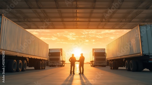 Shipping logistics sunset teamwork success