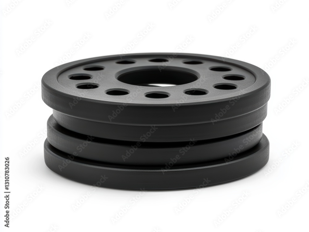 Stack of black rubber washers. Stack of black rubber washers.