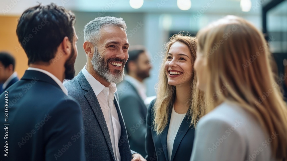 Businesspeople Networking and Smiling at a Conference Businesspeople Networking and Smiling at a Conference